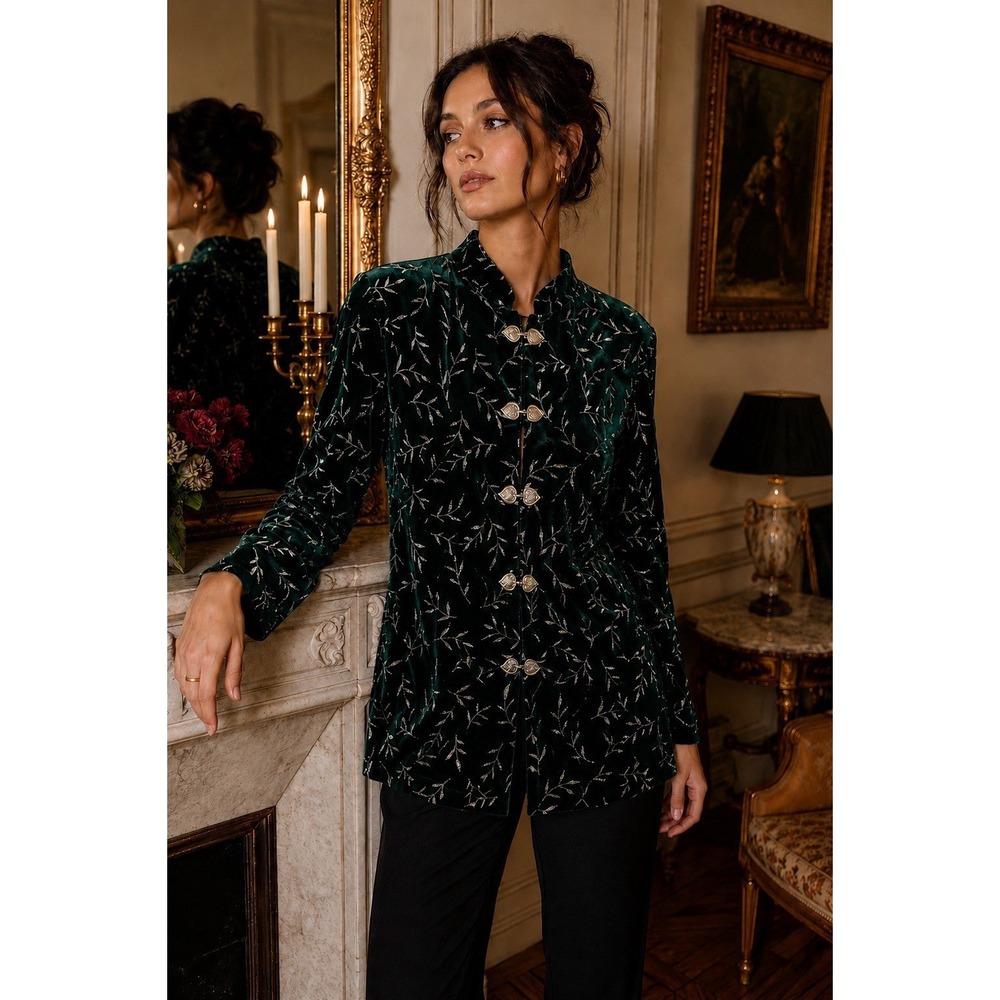 Vintage J.B.S. Velvet Embroidered Elegant Jacket Women's Size 8